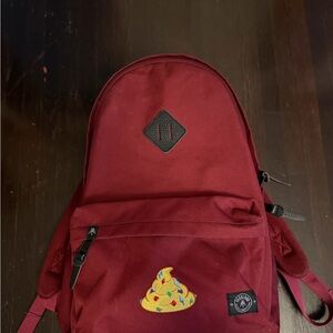 Kids Maroon Backpack with Emoji Patch